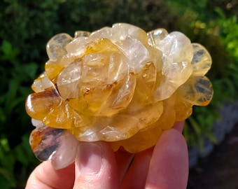 Golden Healer Rose - Balance, Power, Energizing and Grounding - Crystal Stone Flower Crystal Gemstone Statement