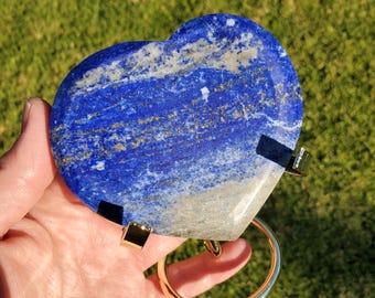 Lapis Lazuli Heart on Stand - Speak Your Truth, Communication, Personal Power - Lapiz Lazuli Crystal Heart Healing Gemstone