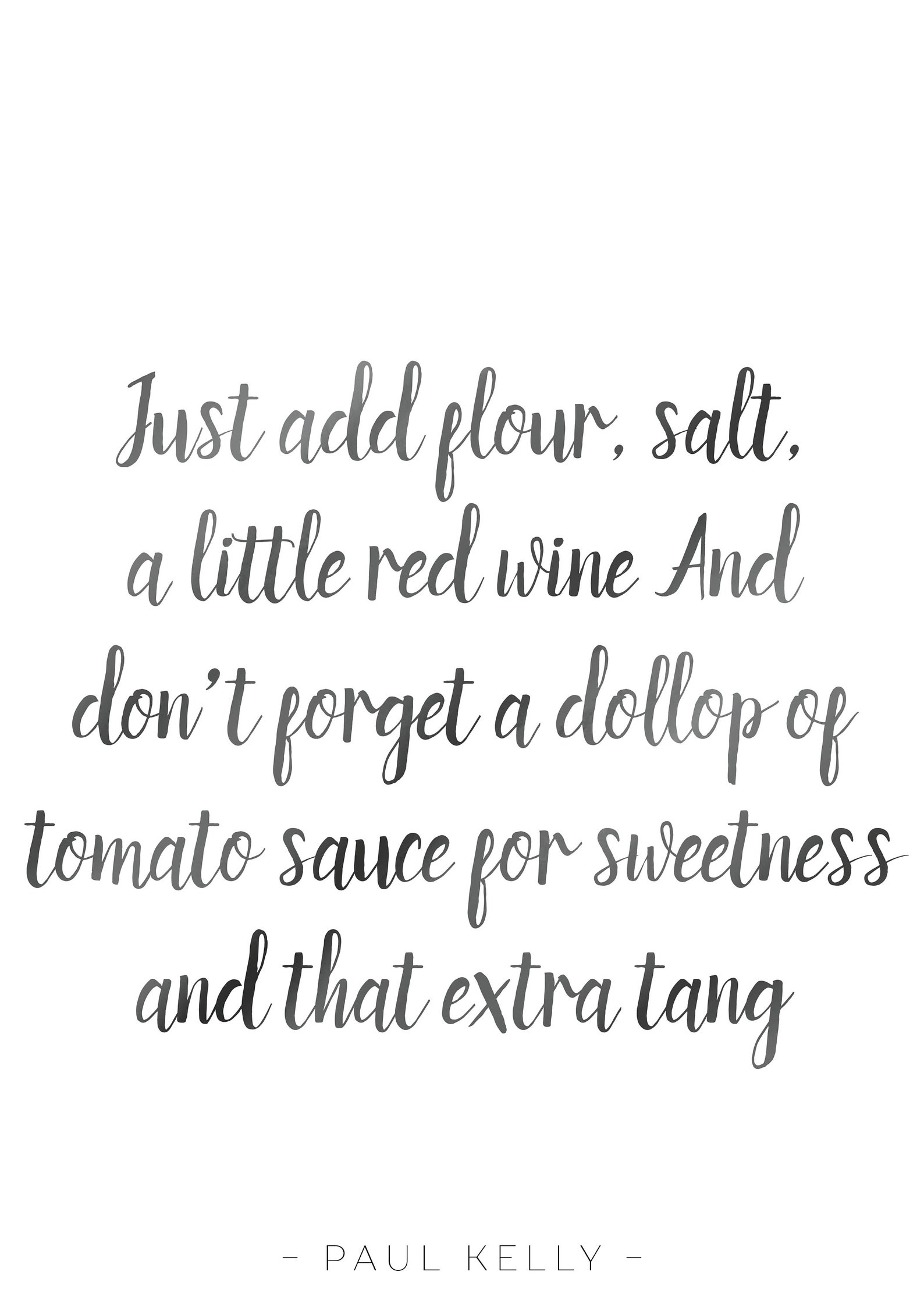 Buy Paul Kelly How to Make Gravy Lyric Poster DIGITAL Online in India