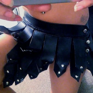Vinyl leather gladiator skirt unisex spartan warrior black image 1