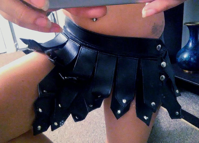 Vinyl leather gladiator skirt unisex spartan warrior black image 1