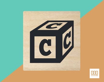 Alfabet-blok C - 3cm Rubber stempel (DODRS0142)