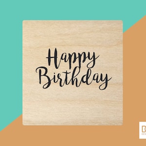 Feliz Aniversário Empilhado - Carimbo de Borracha de 3cm (DODRS0126)