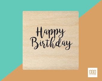 Feliz cumpleaños apilado - sello de goma de 3 cm (DODRS0126)