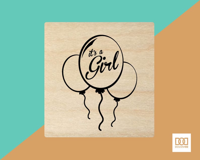 Girl Balloons 6cm Rubber Stamp DODRS0013 image 1