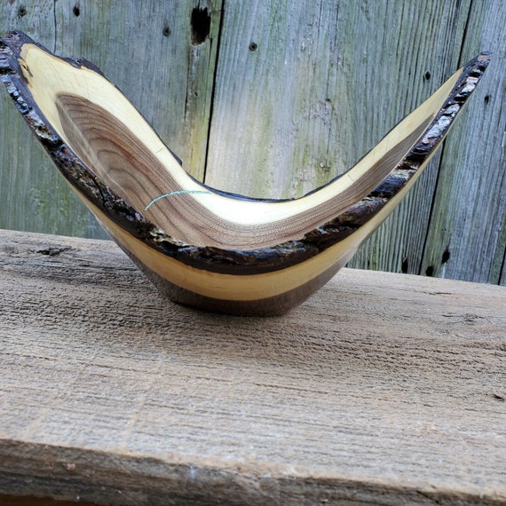 Natural Edge Black Walnut Wood Vessel Decorative