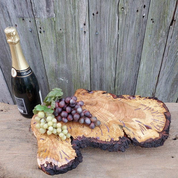 Charcutería Cherry Burl, Queso, Porción de pan / Tabla de cortar / Bandeja con incrustaciones de turquesa Kingman Mohave, Alimentos seguros, Hecho en los EE. UU.