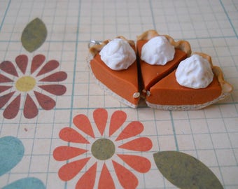 Polymer clay pumpkin pie with whipped cream charm / bracelet / earrings/ keychain