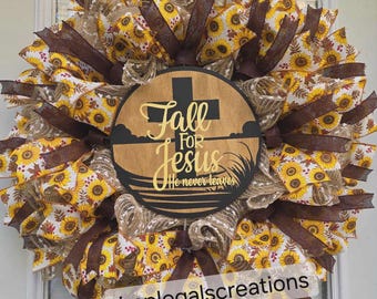 Fall for Jesus Sunflower Wreath