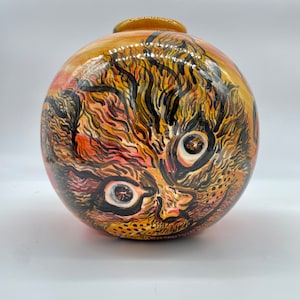 Cat / Dog / Flower globe vase | Ceramic hand-painted home décor | Collectible art
