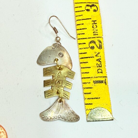 Sterling Silver Fish Skeleton Dangle Earring – 19… - image 3