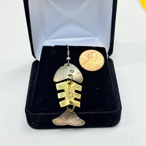 Sterling Silver Fish Skeleton Dangle Earring – 19… - image 4