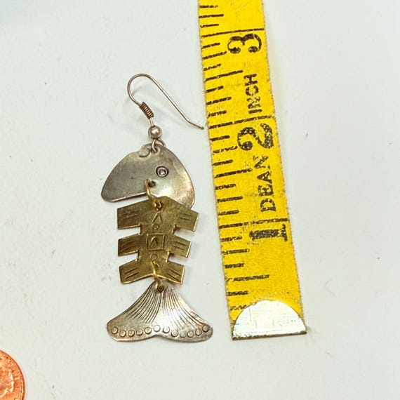 Sterling Silver Fish Skeleton Dangle Earring – 19… - image 2