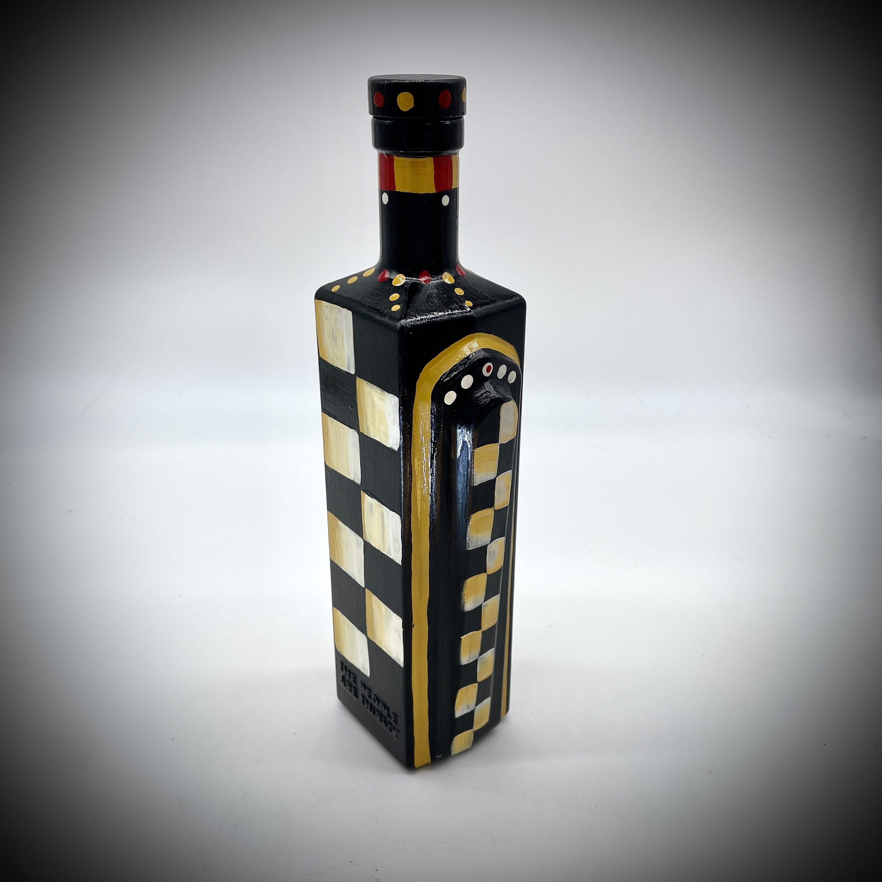 Whimsical Black-and-white Hand-painted Vase Checkerboard Polka Dot ...