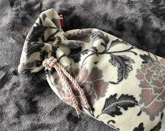 Floral Designer Fleece Hot Water Bottle Cover 'Belle Fleur' with Deluxe Hot Water Bottle