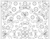More buttons and bows - a colouring page for any age group - crafts, arts, relaxing pastime, fun creative activity