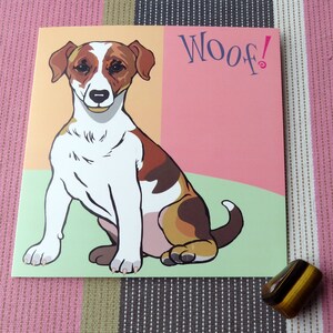 Biglietto d'auguri di Jack Russell. Per tutte le occasioni e le celebrazioni. Carino adorabile animale domestico di famiglia. Dall'opera d'arte originale