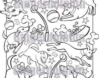 Dog doodle colouring page