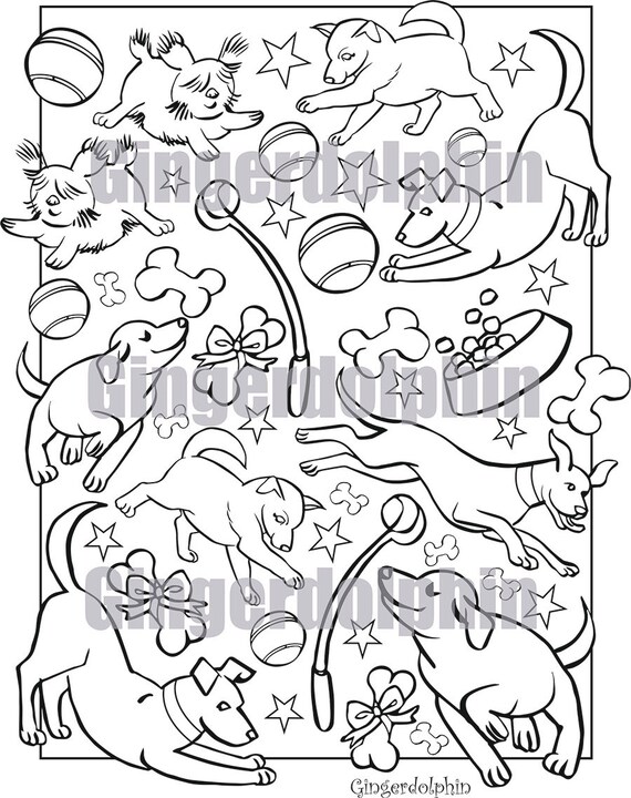 Dog Doodle Colouring Page - Etsy