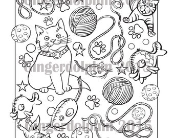 Cat-doodle - a colouring page