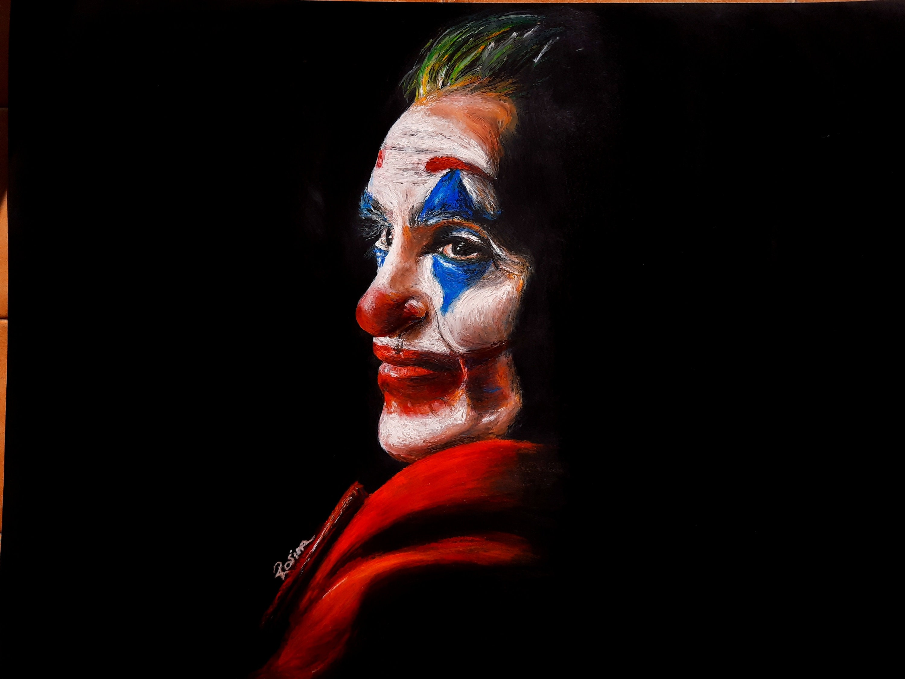 The Joker 67.5x53cm ORIGINAL ART Oil pastels Framed Etsy