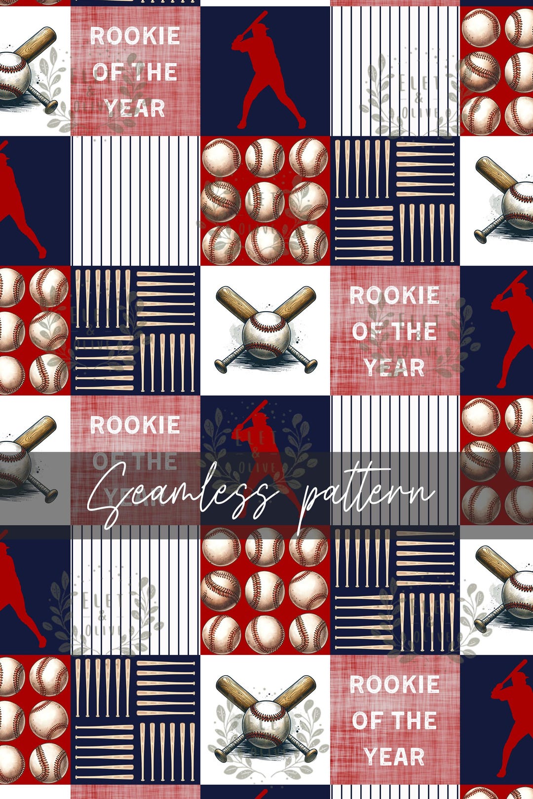 Iha Rookie F Pattern Baseball Pattern Seamless File, DIGITAL DOWNLOAD, Patchwork Rookie of ...