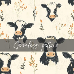 Cows Seamless File, Farmhouse Pattern, Cow Digital Download, Farm Animals Patterns