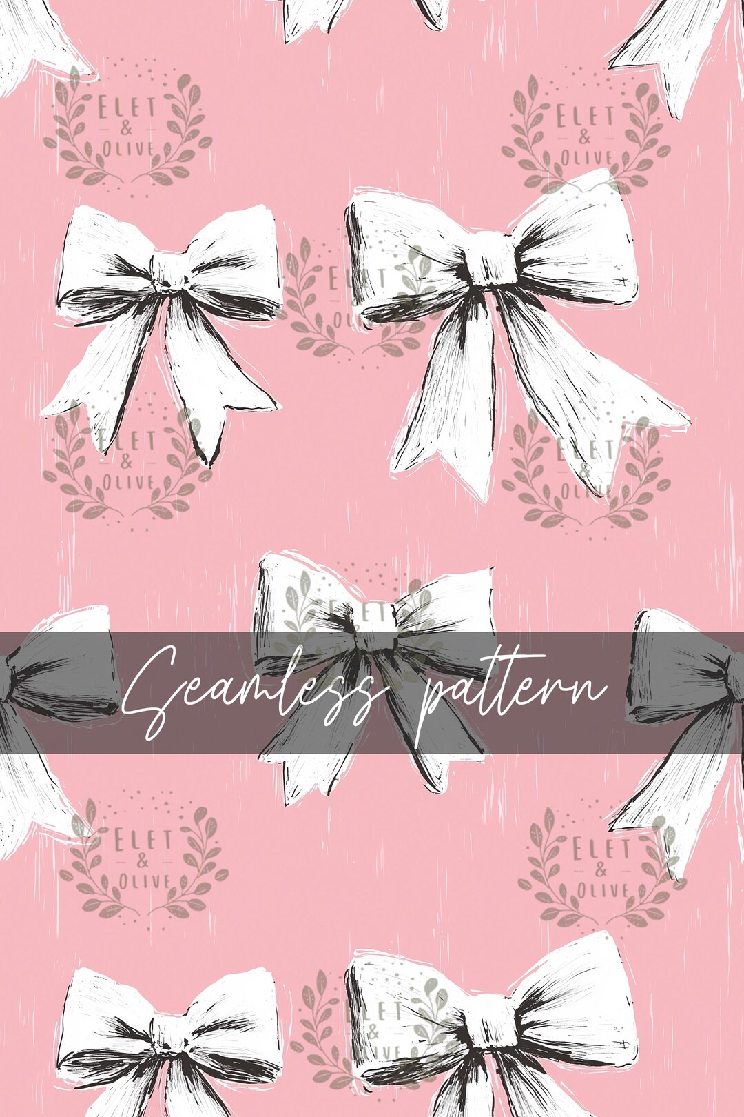 Pink Bow Seamless Pattern - Digital Paper Download - Hand-drawn Bow ...