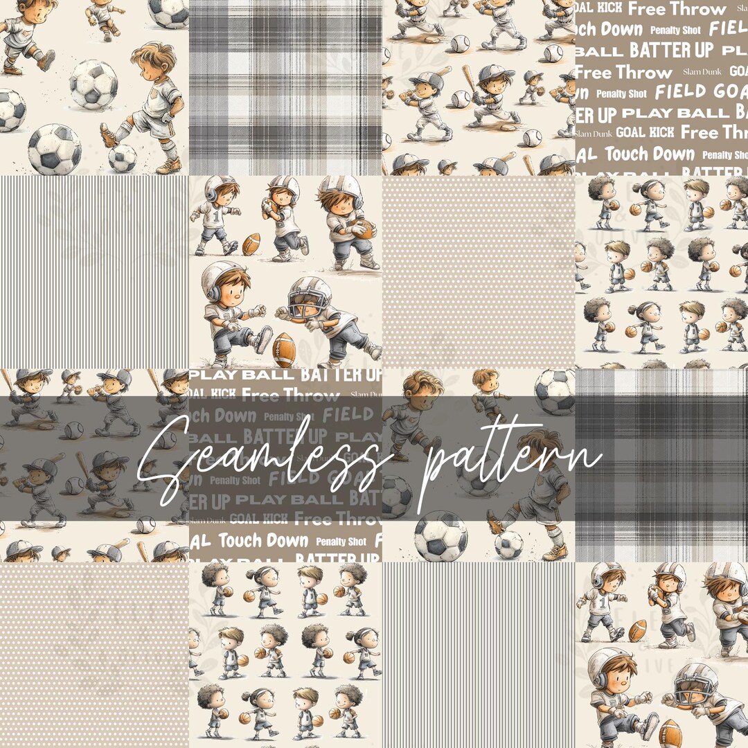 Patchwork Sport Sports Theme Patchwork Seamless, DIGITAL DOWNLOAD, Football, Soccer ...