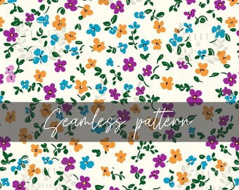 Padrão floral pequeno e sem costura, download digital, estampa de flores da primavera, estampa de tecido fofa, papel de parede de flores minúsculas