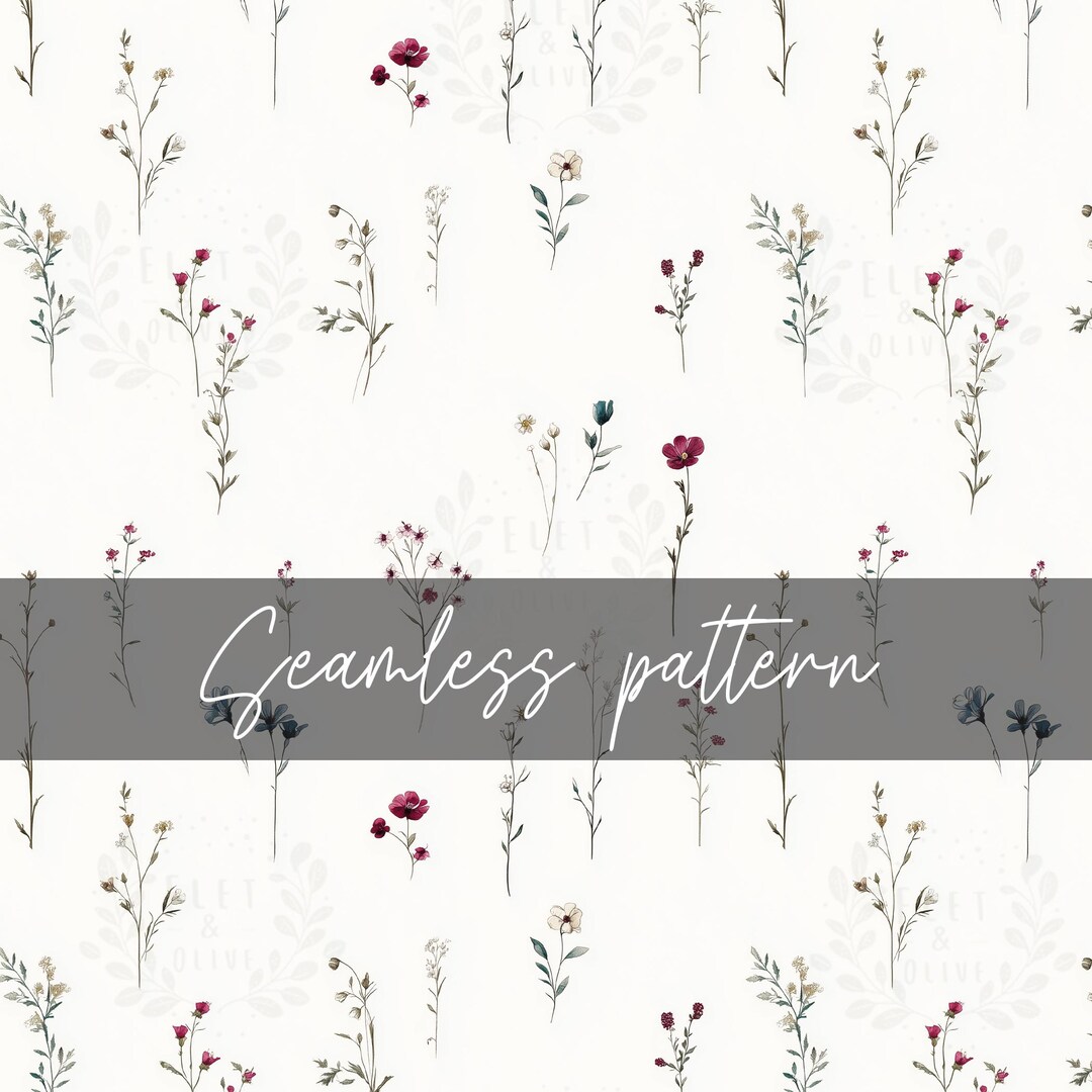 Wildflower Seamless Pattern, Watercolor Floral Digital Paper, Delicate ...
