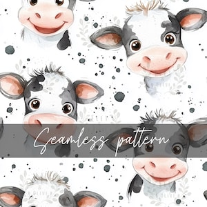 Cow Seamless Pattern, DIGITAL DOWNLOAD, Happy Cow Seamless Pattern Farm Decor, Printable FILE Only