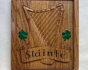 Irish Wood Carved Plaque