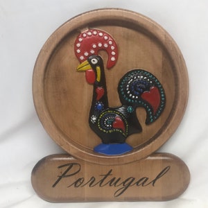 Portuguese Wood Carved Good Luck Rooster