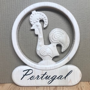Wood Carved Portuguese Good Luck Rooster
