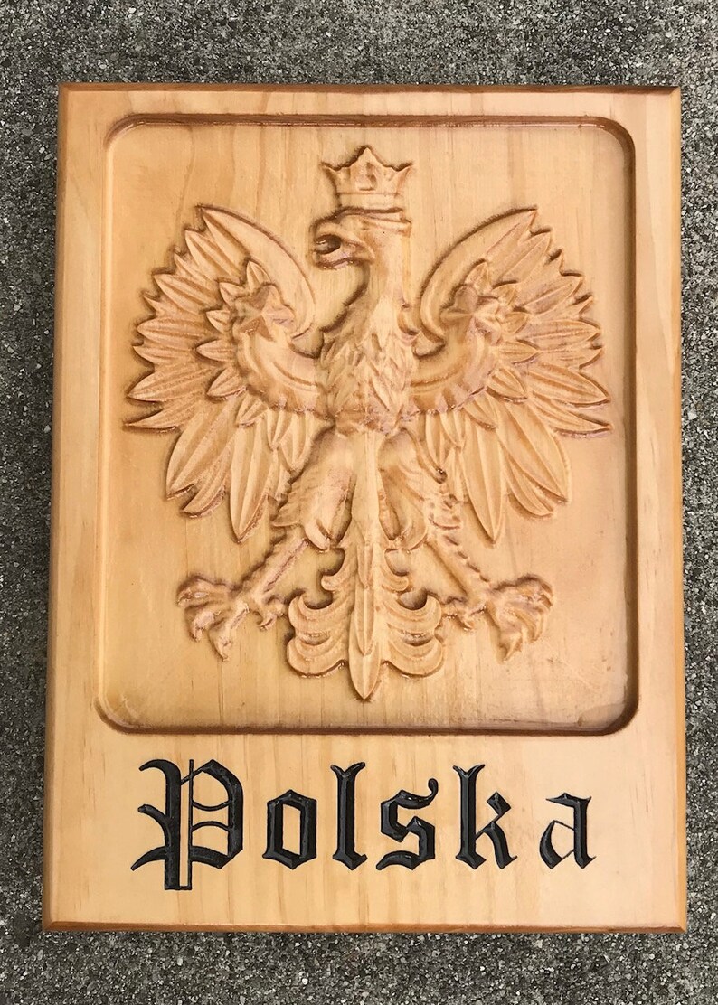Wood Carving Polska Polish Eagle Etsy