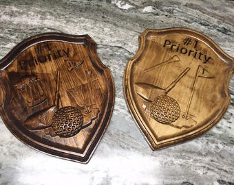 木彫りのゴルファーの銘板 - Etsy 日本