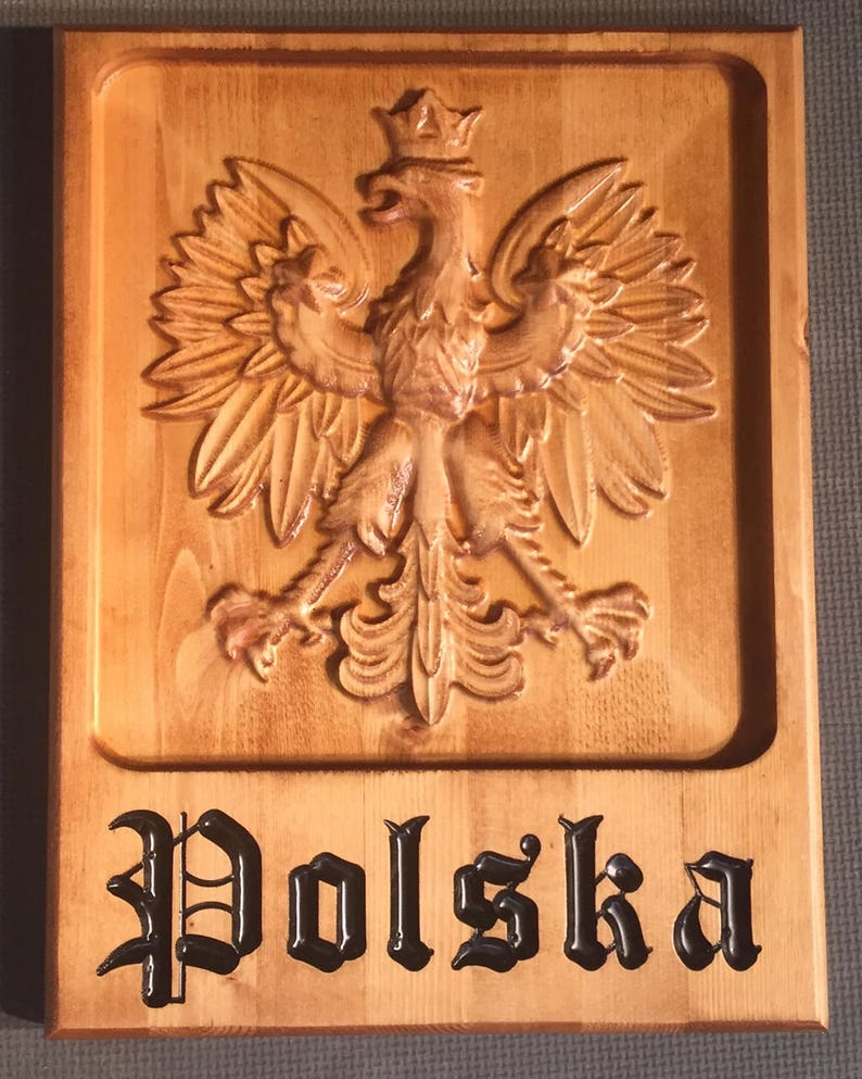 Wood Carving Polska Polish Eagle Etsy