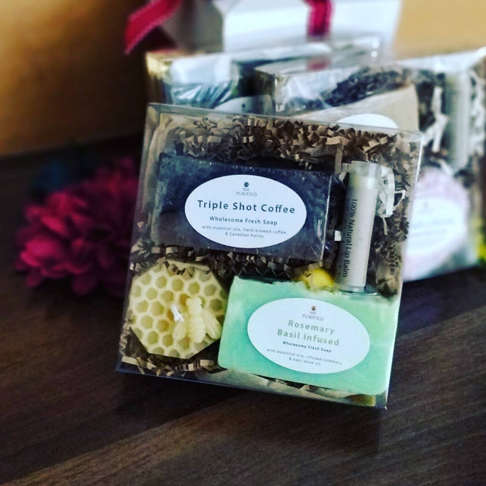 Soap Gift Set Natural Beeswax Candle Natural Lip Balm Etsy