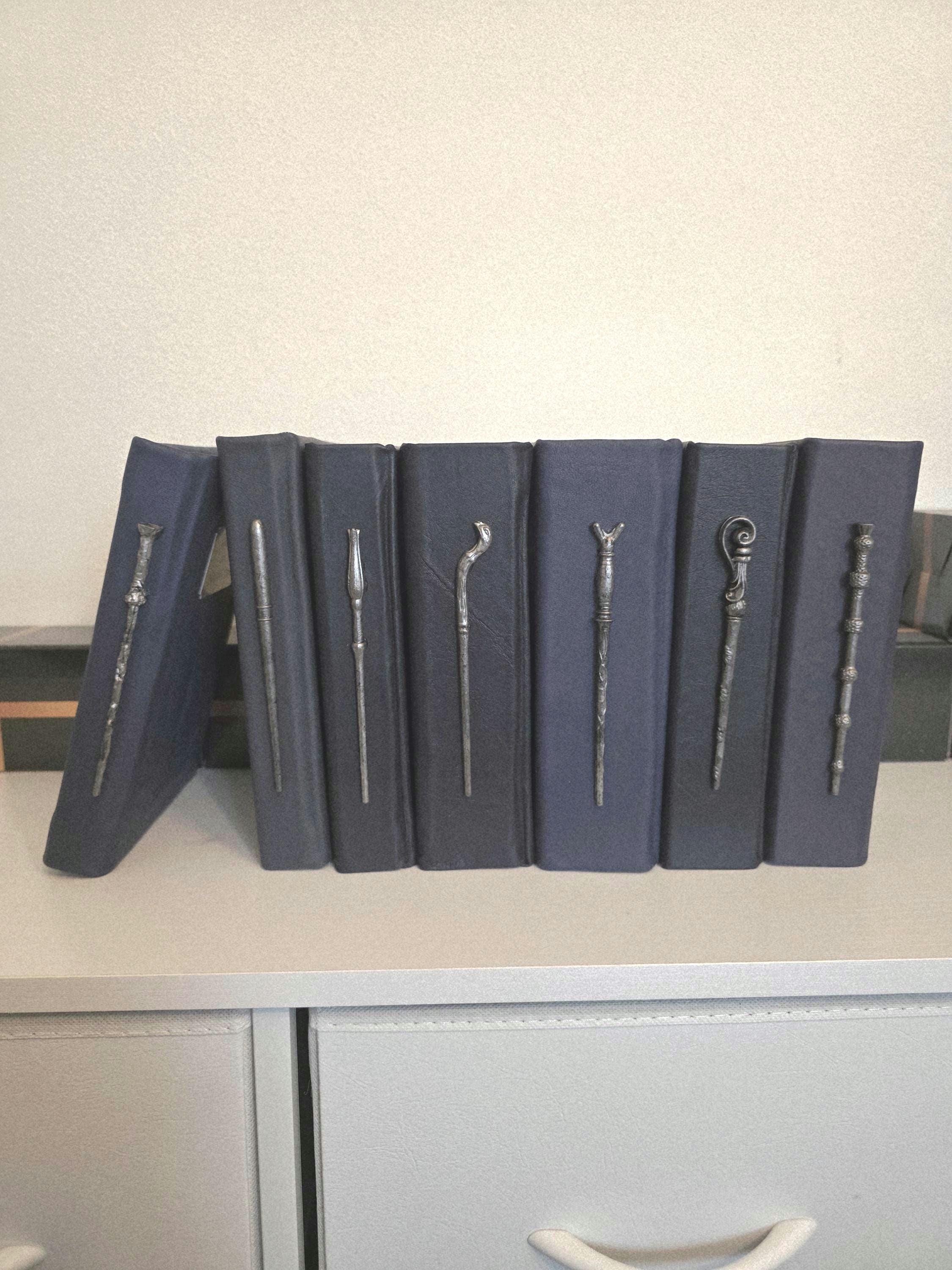Custom Leatherbound Harry Potter Set: Metal Wand Inset, Magnetic