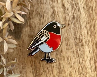 Scarlet Robin, Robin Red Breast, bird pin, enamel pin, bird brooch, Bird badge, Red Robin, gift idea, gift for her, gift for him, Tasmania