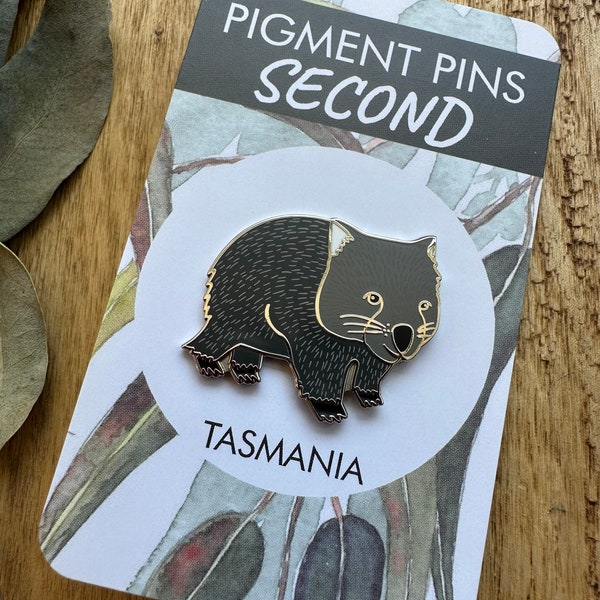 SECONDS Wombat pin, marsupials, Australian animals, common wombat, animal pin, Tasmania, lapel pins, badges, brooches, gift idea,