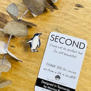 SECONDS, Little Penguin pin, bird art, Australian birds, fairy penguin, penguin pin, Tasmania, lapel pins, badges, brooches, sea birds, image 6