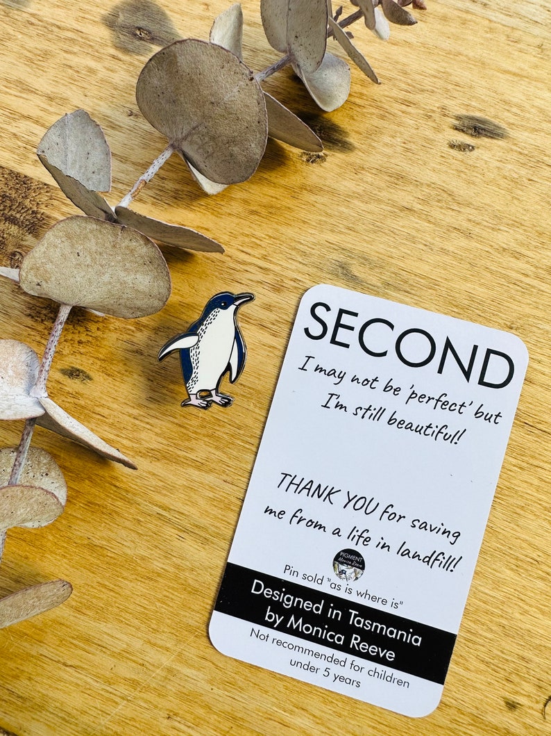 SECONDS, Little Penguin pin, bird art, Australian birds, fairy penguin, penguin pin, Tasmania, lapel pins, badges, brooches, sea birds, image 6