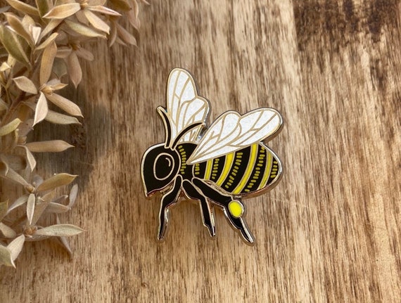 LONG 10mm SHAFT Bee Pin, Honey Bee, Insect Pin, Enamel Pins, Lapel