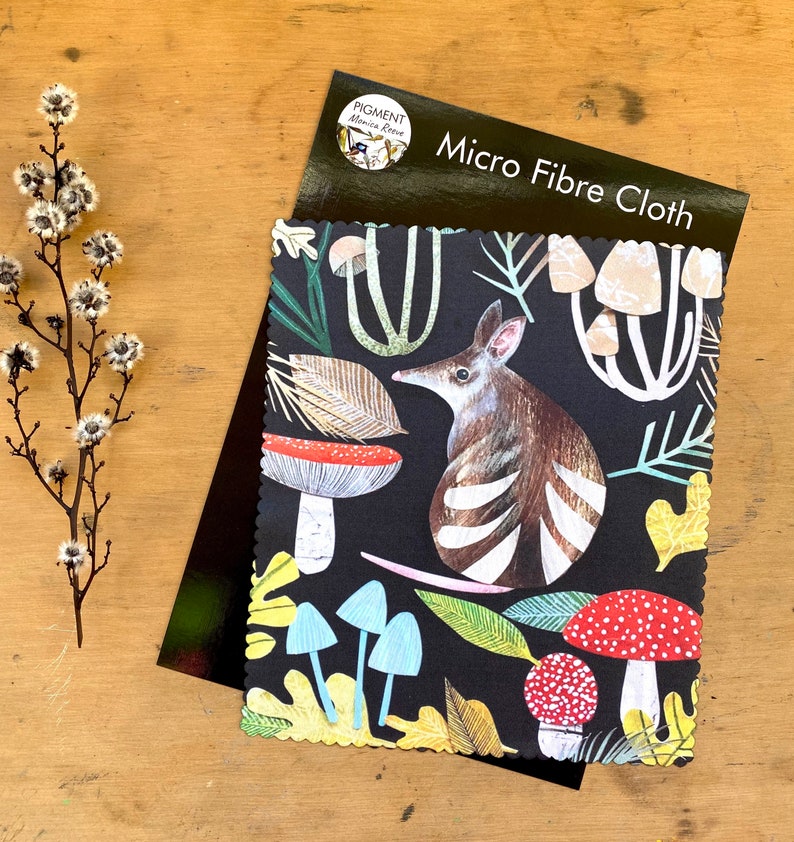 Reusable Eco Micro Fibre Lense Cloth Bandicoot Animal Tasmania Glasses Devices Cleaning Pigment Monica Reeve Accessories Woodland Fungi