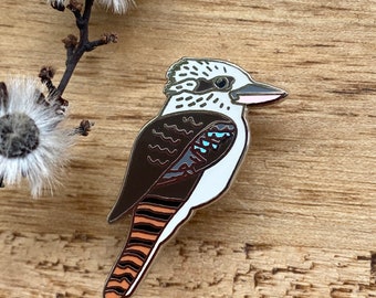 Enamel LAPEL PIN Kookaburra Tasmanian Icons Collection Pigment Pins Jewellery Wearable Original Art Statement Brooch Accessory Kingfisher