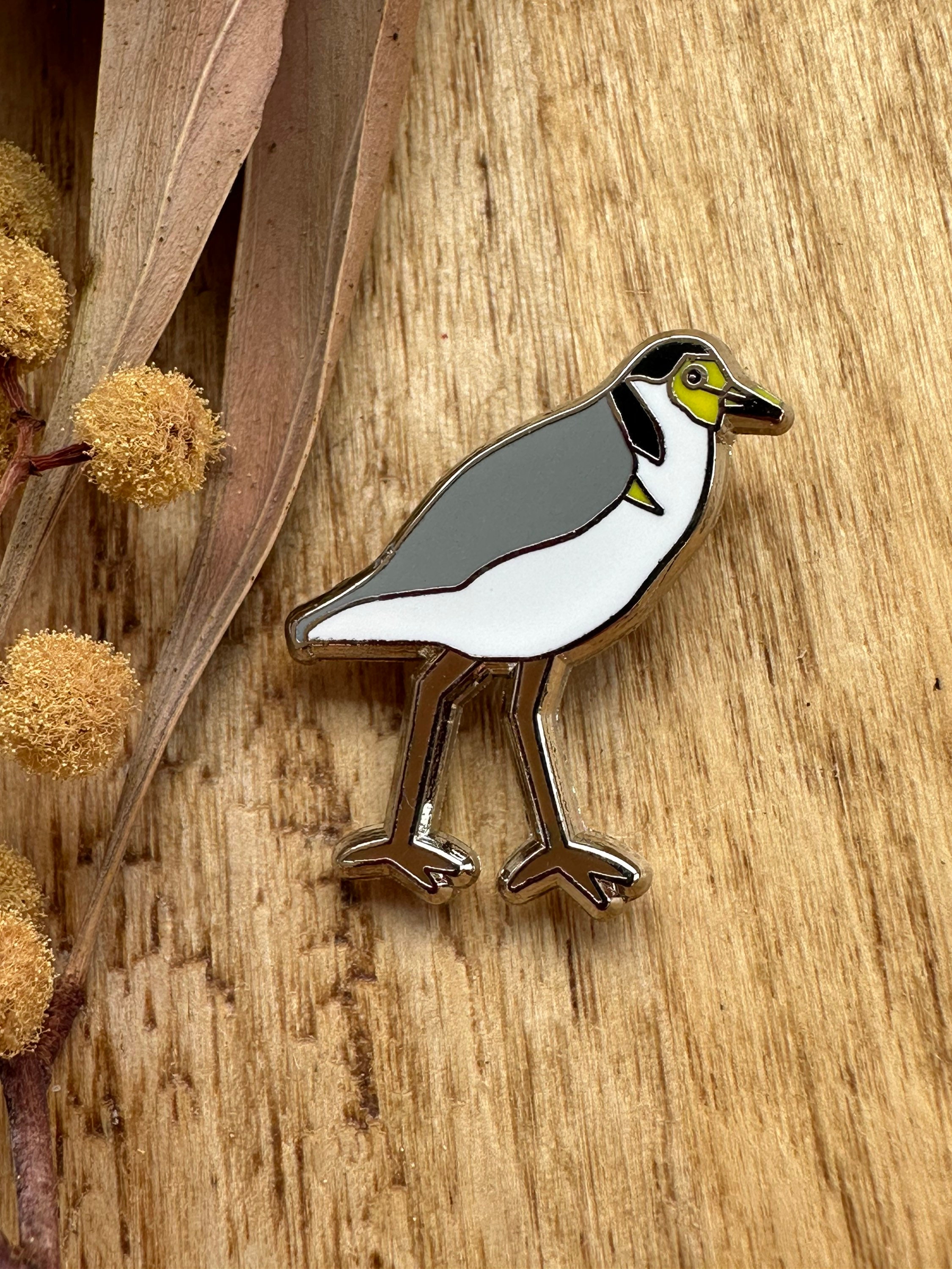 Plover, Masked Lapwing, Enamel pin, Australian bird, Pin Collection, Bird Jewellery, Wearable Art, Statement Brooch, Bird badge, brooch