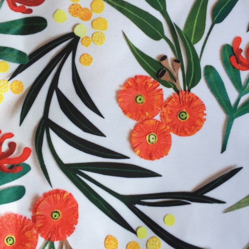 Botanical Garden Flowers Cut-Out Pouch Purse Wallet Bag Pencil Case Tasmania Pigment Monica Reeve Waratah Wattle Red Gum