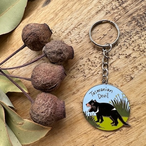 Tasmanian Devil, Tassie Devil, devils, keyring, keychain, key charm, Australian animal, accessories, Original Art, Enamel keyring, gift idea